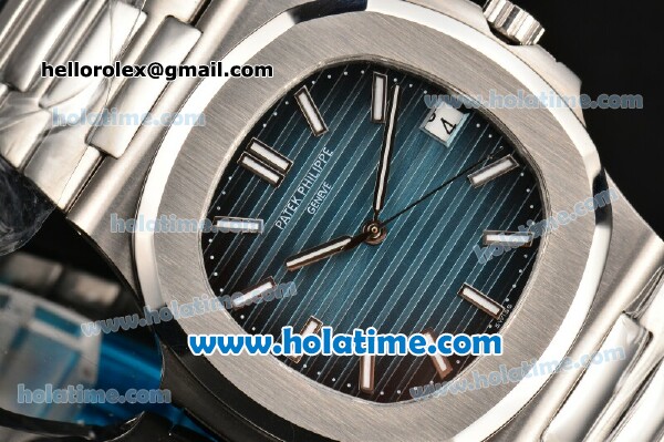 Patek Philippe Nautilus Miyota 9015 Automatic Full Steel with Blue Dial and White Stick Markers - Click Image to Close